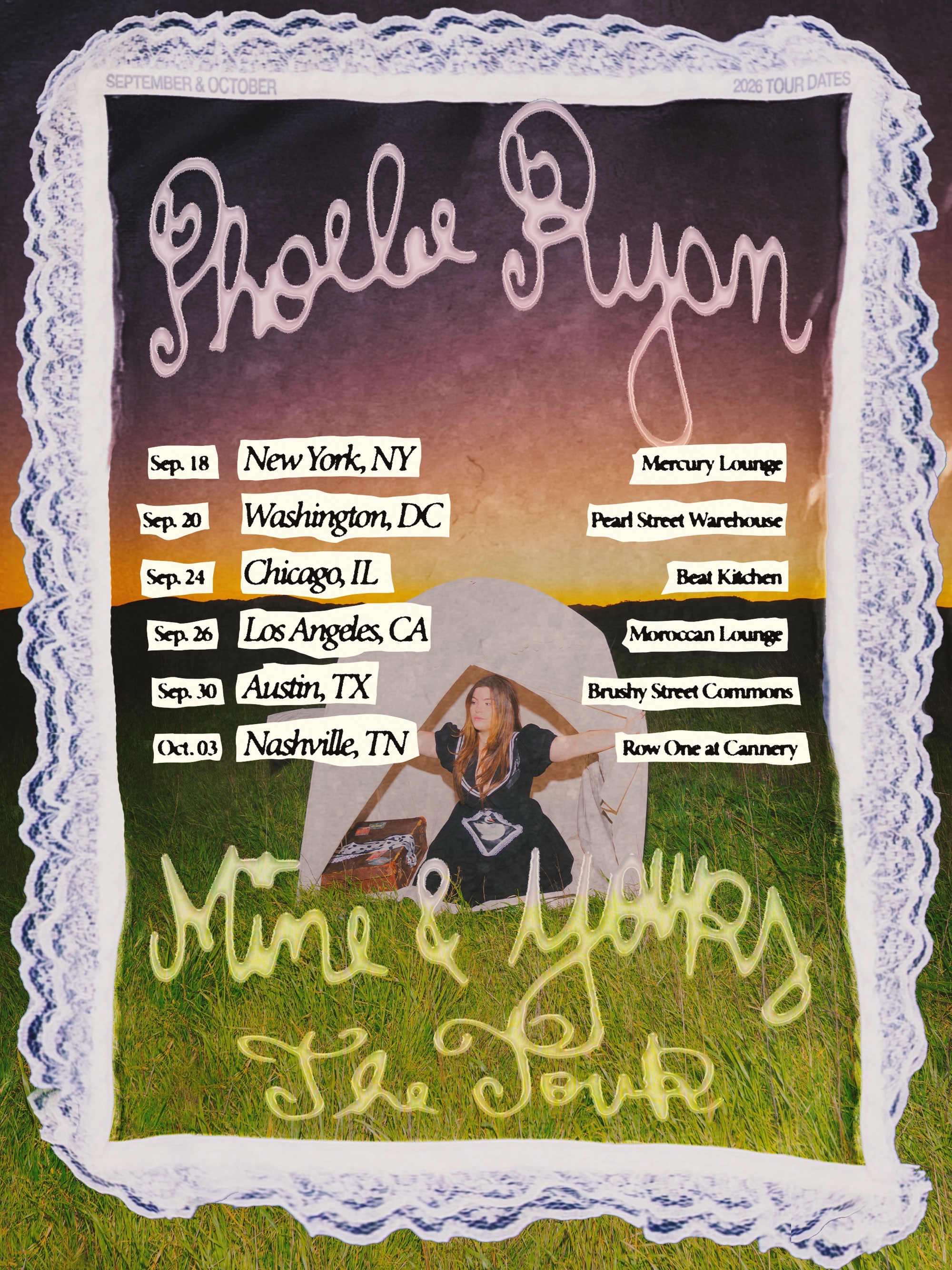 Phoebe Ryan, Mine and Yours, Fall 2026 Tour poster with all eight dates